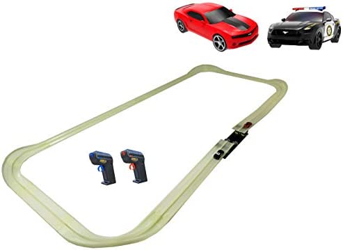 Flash Sale 🛒 Mote Control Cordless Glow In The Dark High-Speed Super Loop Speedway Track Set With Two Cars For Dual Racing Glow Blue Blue Glow ⭐