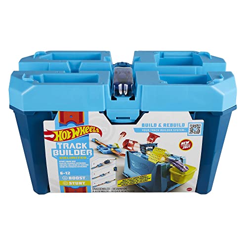 Wholesale 🥰 Track Builder Unlimited Stunt Crash Box Playset With 18 Building Components In Storage Box With Lid &amp; One 1:64 Scale Hot Wheels Car Awesome Gift For Kids 6 To 12 Years Old 🌟