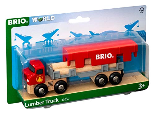 Cheapest 😀 World 33657 – Lumber Truck – 6 Piece Wooden Toy Train For Kids Ages 3 And Up  Grey 😉