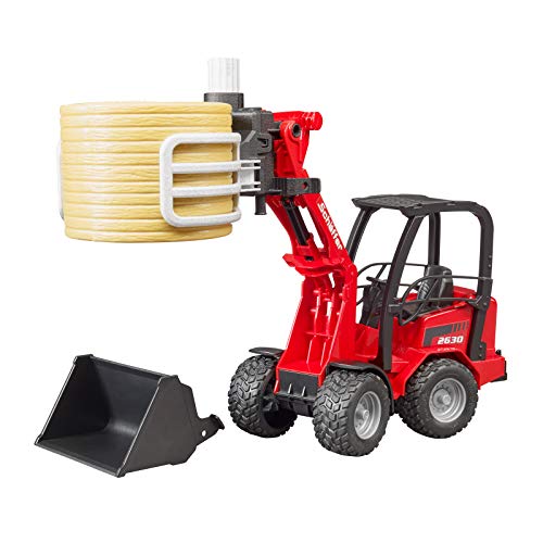 Coupon 🎁 02192 Schaffer Compact Loader 2630 Farm Tractor With Shovel Bale Gripper And 1 Round Hay Bal 👏