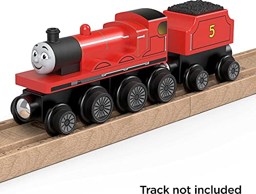 Cheap 👍 Wooden Railway James Engine And Coal Car Push-Along Train Made From Sustainably Sourced Wood For Kids 2 Years And Up 🛒