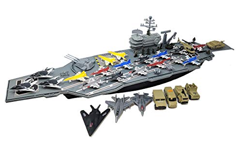 Deals 😉 33 Inch Aircraft Carrier With Soldiers Jets Military Vehicles (18 Fighter Jets) ⌛
