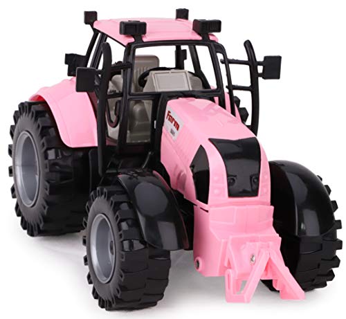 Outlet 🤩 Friction Powered Farm Tractor With Opening Bonnet (Pink) 🔥