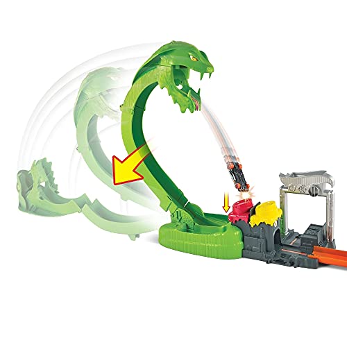 Deals 🔥 Toxic Snake Strike Challenge Play Set With Slime For Kids 5 Years Old &amp; Up Includes One 1:64 Scale Hot Wheels Vehicle Connects To Other Sets Single Or Multicar Play 🧨