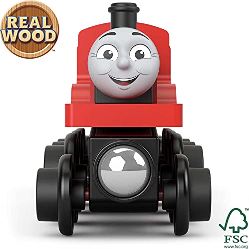 Cheap 👍 Wooden Railway James Engine And Coal Car Push-Along Train Made From Sustainably Sourced Wood For Kids 2 Years And Up 🛒