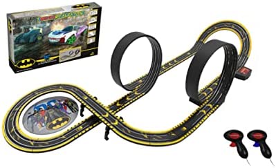 Best Sale 😉 Micro Scalextric Justice League Batman Vs Joker Battery Powered 1:64 Slot Car Race Track Set G1155T  Black 😀