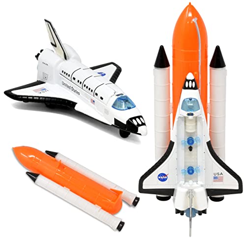 Best deal 🎉 ASA Space Shuttle Toy For Kids Pretend Play 2 Piece Set Rocket Ship With Lights And Sound Diecast Spaceship For Boys 👧 Girls Toddlers 🔔