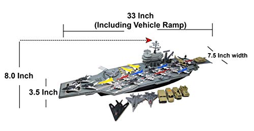 Deals 😉 33 Inch Aircraft Carrier With Soldiers Jets Military Vehicles (18 Fighter Jets) ⌛