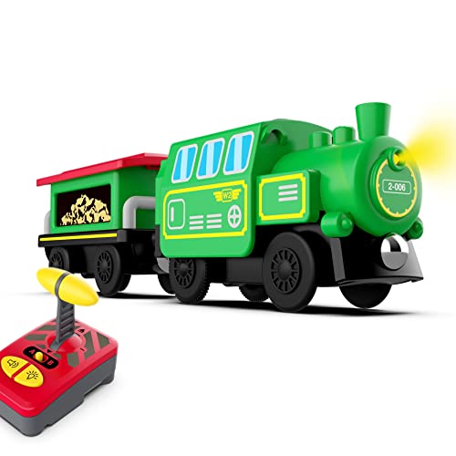 Budget ⭐ Wooden Train Accessories Battery Operated Locomotive Train Remote Control Train For Track Set Powerful Engine Train Vehicles Fit All Major Brands Track Railway System (Battery Not Included) 🥰