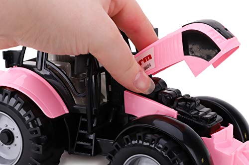 Outlet 🤩 Friction Powered Farm Tractor With Opening Bonnet (Pink) 🔥
