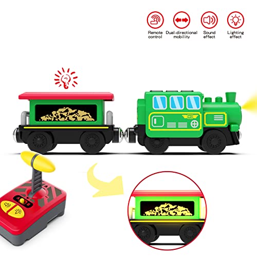 Budget ⭐ Wooden Train Accessories Battery Operated Locomotive Train Remote Control Train For Track Set Powerful Engine Train Vehicles Fit All Major Brands Track Railway System (Battery Not Included) 🥰
