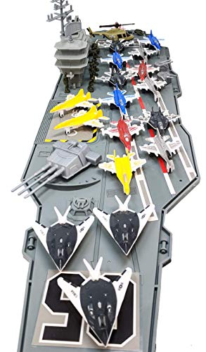 Deals 😉 33 Inch Aircraft Carrier With Soldiers Jets Military Vehicles (18 Fighter Jets) ⌛