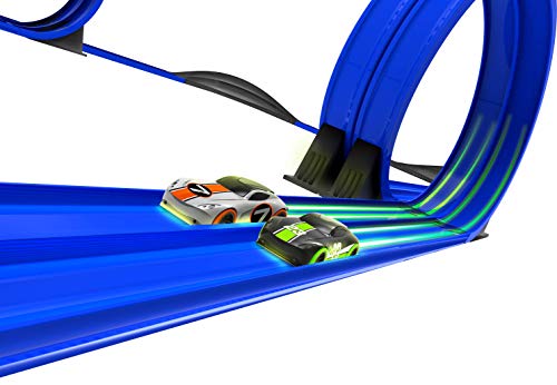 Flash Sale 🛒 Mote Control Cordless Glow In The Dark High-Speed Super Loop Speedway Track Set With Two Cars For Dual Racing Glow Blue Blue Glow ⭐