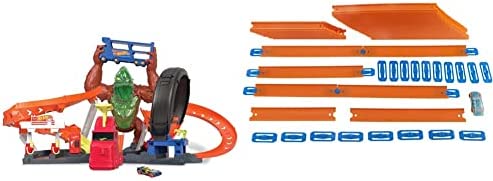 Cheap ⭐ Toxic Gorilla Slam Gas Station &amp; Tire Repair Shop Playset With Adjustable Launcher Lights &amp; Sounds &amp; 1 1:64 Scale Car Connects To Other Track Sets Gift For Kids 5 Years Old &amp; Up 💯