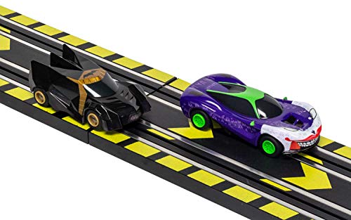 Best Sale 😉 Micro Scalextric Justice League Batman Vs Joker Battery Powered 1:64 Slot Car Race Track Set G1155T  Black 😀