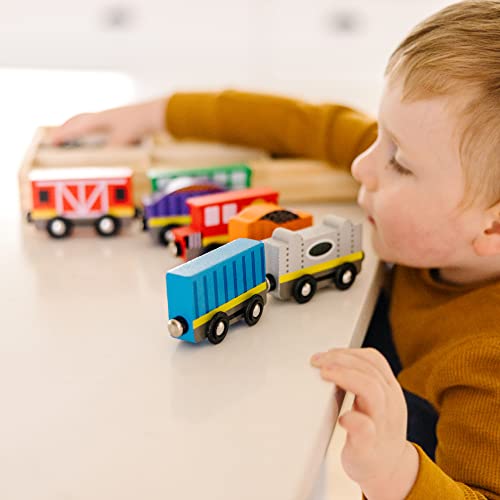 Brand new ⭐ Wooden Train Cars (8 Pcs) – Magnetic Train Wooden Train Toys Train Sets For Toddlers And Kids Ages 3+ 🛒