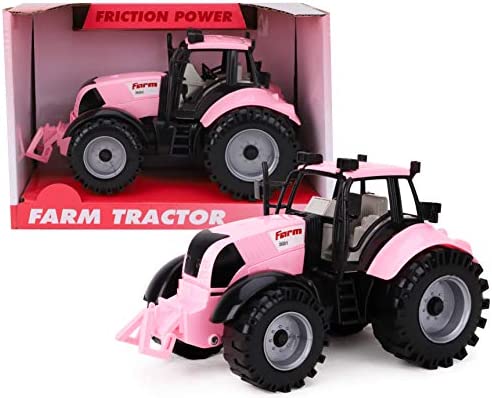 Outlet 🤩 Friction Powered Farm Tractor With Opening Bonnet (Pink) 🔥