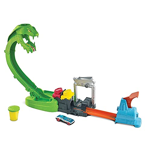Deals 🔥 Toxic Snake Strike Challenge Play Set With Slime For Kids 5 Years Old &amp; Up Includes One 1:64 Scale Hot Wheels Vehicle Connects To Other Sets Single Or Multicar Play 🧨