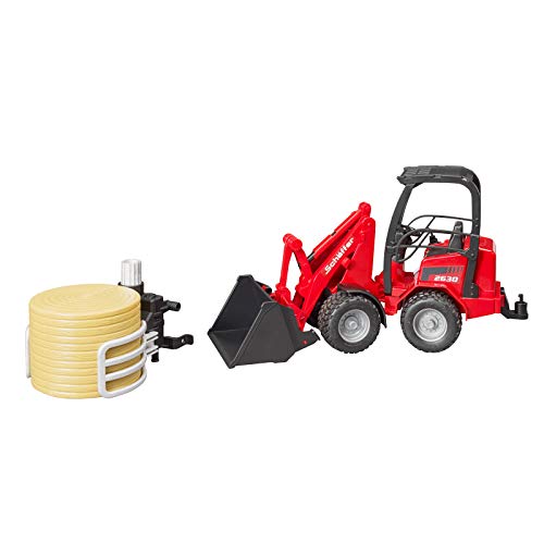 Coupon 🎁 02192 Schaffer Compact Loader 2630 Farm Tractor With Shovel Bale Gripper And 1 Round Hay Bal 👏