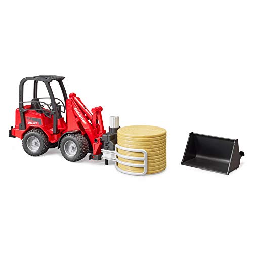 Coupon 🎁 02192 Schaffer Compact Loader 2630 Farm Tractor With Shovel Bale Gripper And 1 Round Hay Bal 👏