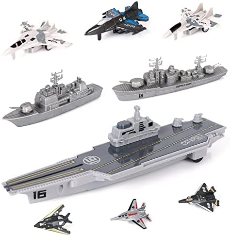 Best deal 🥰 Aircraft Carrier Military Naval Ship Toy Play Set With Small Scale Model Planes Fighter Jets Battleship And Supply Ship For Kids Boy Girl Age 5+ Party Favors Gifts Naval Ship-02 🌟