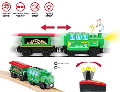 Budget ⭐ Wooden Train Accessories Battery Operated Locomotive Train Remote Control Train For Track Set Powerful Engine Train Vehicles Fit All Major Brands Track Railway System (Battery Not Included) 🥰