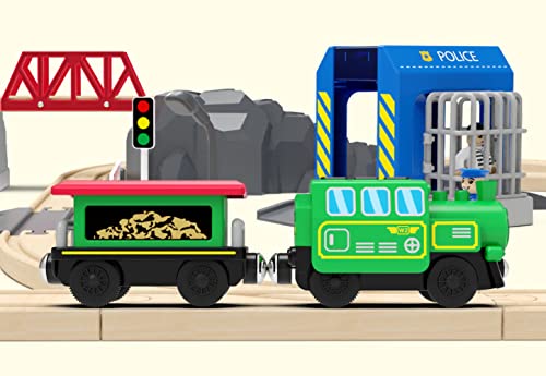 Budget ⭐ Wooden Train Accessories Battery Operated Locomotive Train Remote Control Train For Track Set Powerful Engine Train Vehicles Fit All Major Brands Track Railway System (Battery Not Included) 🥰