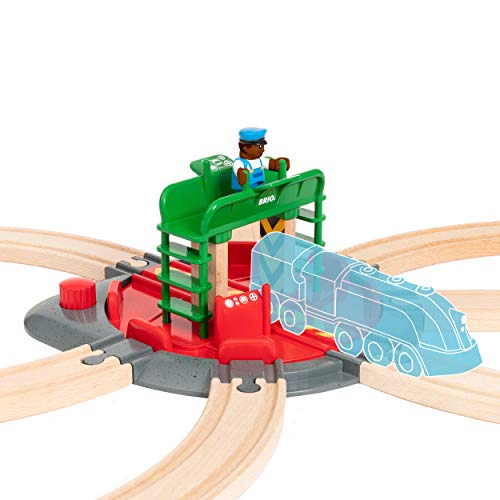 Promo 🔔 World 33476 – Turntable &amp; Figure – 2 Piece Wooden Toy Train Accessory For Kids Ages 3 And Up 👍
