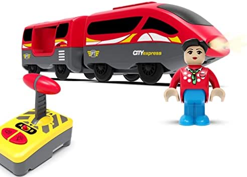 Budget ⭐ Wooden Train Accessories Battery Operated Locomotive Train Remote Control Train For Track Set Powerful Engine Train Vehicles Fit All Major Brands Track Railway System (Battery Not Included) 🥰