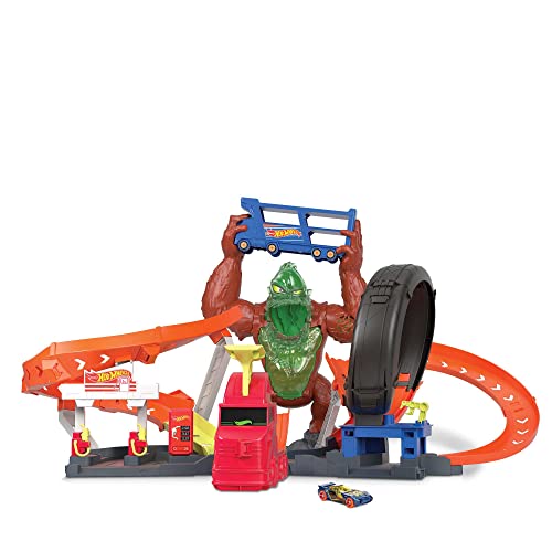 Cheap ⭐ Toxic Gorilla Slam Gas Station &amp; Tire Repair Shop Playset With Adjustable Launcher Lights &amp; Sounds &amp; 1 1:64 Scale Car Connects To Other Track Sets Gift For Kids 5 Years Old &amp; Up 💯