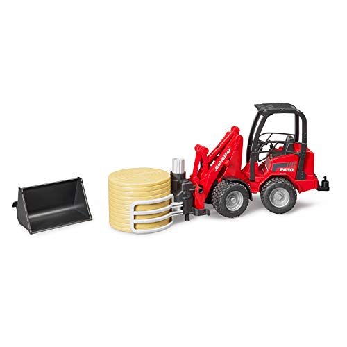 Coupon 🎁 02192 Schaffer Compact Loader 2630 Farm Tractor With Shovel Bale Gripper And 1 Round Hay Bal 👏