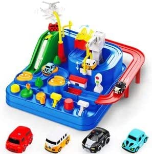 New 🎁 Car Adventure Toys Race Track For Toddlers – Boy Toy &amp; Race Tracks For Boys – Toddler Car Toys Preschool Educational Toy Cars For Kids 3 4 5 6 7 Year Old Car Track Gifts For Kids 🔥