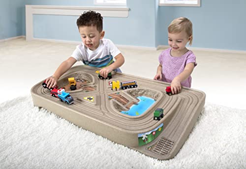Flash Sale 🧨 Portable Carry And Go Kids Race Track Toy Car Train Table 2-Sided No Assembly For Children 3 4 5 6 7 Years Old Boys 👧 Girls Made In USA 🌟