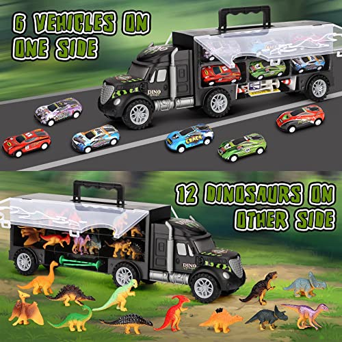 Coupon ⌛ Dinosaur Toys For Kids 3-5 Dinosaur Truck Carrier Transport Truck Dinosaurs Toys For Boys And 👧 Girls 3 4 5 6 Years Old With Dino Eggs 23 Pcs Kids Toys Dinosaur 🌟