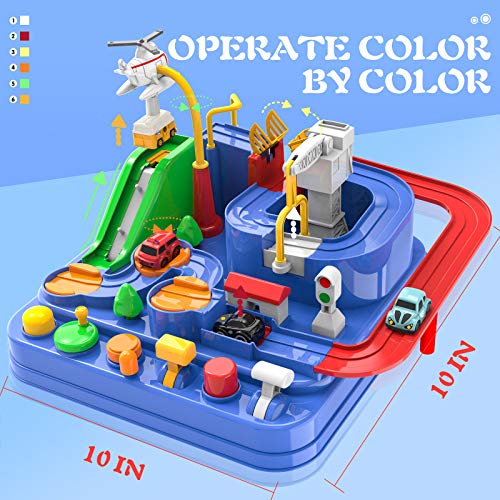 Hot Sale 🛒 Toddler Toys For 3 4 5 Years Old Boys 👧 Girls Car Adventure Toys City Rescue With 4 Mini Cars,Race Tracks Car Toys For Boys Age 3-5 🎂 Birthday Gifts For 3-5 Year Old Boys 👧 Girls 10.2×10.2×7.2in ❤️