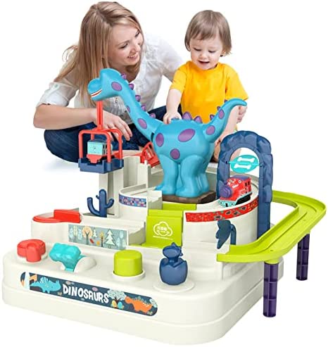 Best Sale 🥰 Preschool Educational Car Toys Gifts Puzzle Car Race Tracks Race Track Toys For Boy Car Adventure Toy For 3 4 5 6 7 8 Years Old Kids (Blue Helicopter Car) ✨