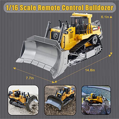 Buy ✔️ Bnam Remote Control Bulldozer RC 1/16 Full Functional Construction Vehicle 2.4Ghz 9 Channel Dozer Front Loader Toy With Light And Sound For Kids Age 6 7 8 9 10 And Up Years Old ✨