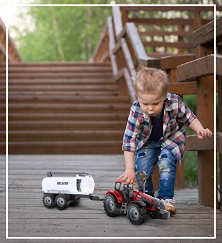 Coupon 🧨 Friction Powered Farm Tractor Vehicles 16.5″ Includes Farmer Tractor Water Tank And Log Trailer Push &amp; Go No Batteries Needed (3pc Set) 🌟