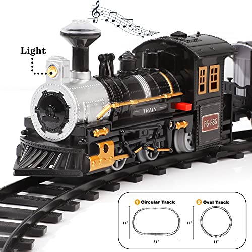 Cheapest 😉 Electric 🔔 Christmas Train Set For Kids Battery-Powered Train Toys With Sounds Include 4 Cars And 10 Tracks Classic Toy Train Set For 3 4 5 6 Years Old Boys 👧 Girls 🤩