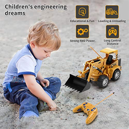 Best Sale ✔️ Remote Control Construction Toy – RC Bulldozer 1/24 Front Loader RC Tractor Vehicles With 2 Rechargeable Batteries Pretend Construction Playset Toys For 3 4 5 6 Years Old Boys 👧 Girls Kids Gift 😉