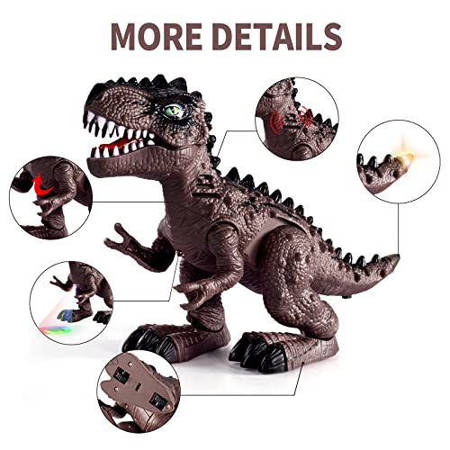 New 🤩 3 Pack Electric Walking Dinosaur Toys For Toddlers 2-4 3-5 Years With Roar Sounds And Lights Up Realistic Robot T-Rex Brachiosaurus Stegosaurus Dinosaur Figures For Kids 🎉