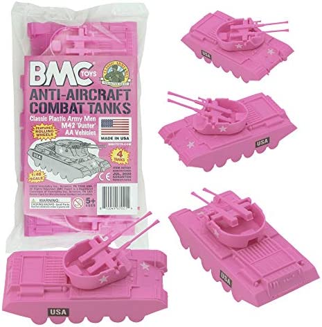 Promo ⭐ Lassic Payton Anti-Aircraft Tanks – 4pc Tan Green Plastic Army Men Vehicle 😉