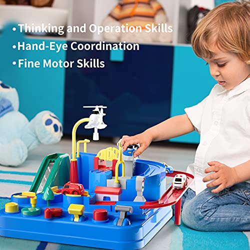Best Pirce 🧨 Kids Race Track Toys For Boy Car Adventure Toy For 3 4 5 6 7 Years Old Boys 👧 Girls Puzzle Rail Car City Rescue Playsets Magnet Toys W/ 3 Mini Cars Preschool Educational Car Games Gift Toys 🌟