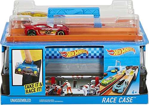 Discount 🤩 Race Case Track Set With 2 Hot Wheels Cars Dual Launcher For Side-By-Side Racing Storage Container Toy For Kids 4 Years Old &amp; Up 🔔