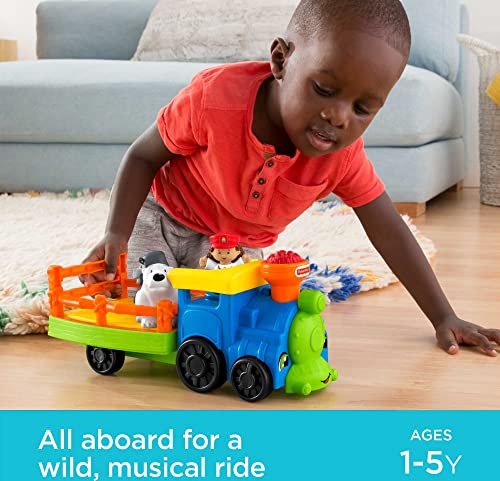 Flash Sale 😀 Little People Zoo Train Toy With Music And Sounds For Toddlers 1 Conductor And 2 Animal Toy Figures Choo-Choo Zoo Train 🎉