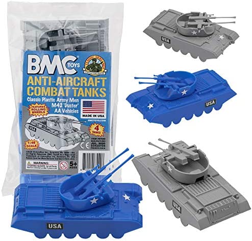 Promo ⭐ Lassic Payton Anti-Aircraft Tanks – 4pc Tan Green Plastic Army Men Vehicle 😉