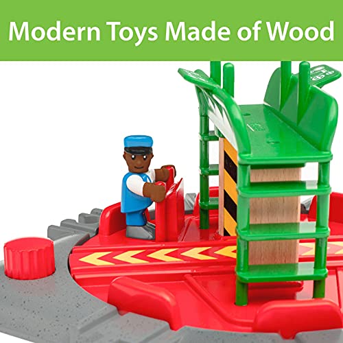 Promo 🔔 World 33476 – Turntable &amp; Figure – 2 Piece Wooden Toy Train Accessory For Kids Ages 3 And Up 👍