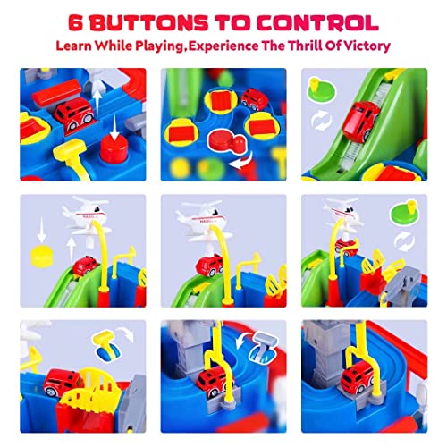 Cheapest 🧨 Car Adventure Toys For Kids City Rescue Playsets Magnet Toys W/ 5 Mini Cars Puzzle Rail Car Preschool Educational Car Games Gift For 3 4 5 6 7 Year Old Boys 👧 Girls ✨