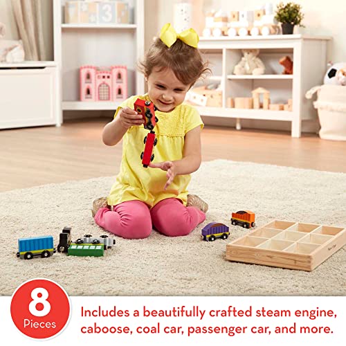 Brand new ⭐ Wooden Train Cars (8 Pcs) – Magnetic Train Wooden Train Toys Train Sets For Toddlers And Kids Ages 3+ 🛒