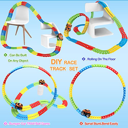 Outlet 👏 Toys For 3 Year Old Boys,Kids Toys For Boys 👧 Girls Age 3-5,184 PCS Toddler Toys Race Car Track Set With Flexible Track Create A Road Race,DIY Magic Car Toys For 3 4 5 Year Old ❄ Christmas 🎂 Birthday Gifts Red Green Yellow Blue 👍
